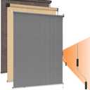 HOMEDEMO Outdoor Roller Shades for Patio, 7'W x 8' H(WxH) Grey Roll up Shade for Outside Sun Roller Shade Cloth Roll Blinds Cordless Waterproof for Porch Gazebo Pergola Balcony Backyard