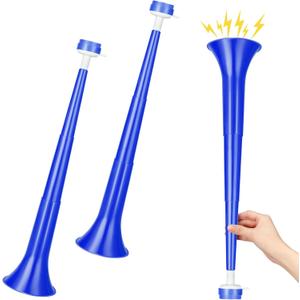 2 Pcs Stadium Horn for Adult, 21 Inch Vuvuzela Plastic Collapsible Cheering Trumpets for Sporting Events Football Carnival Party (Blue)