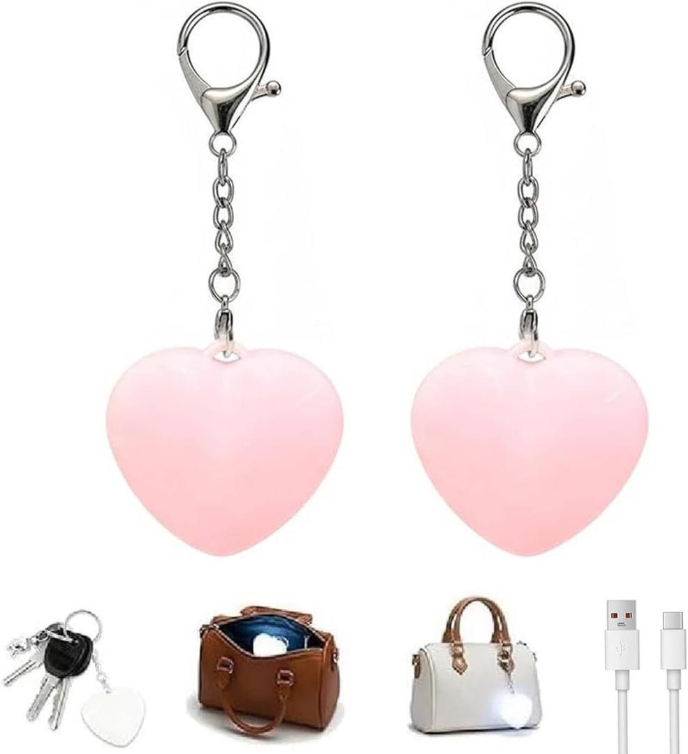Rechargeable Purse Light Handbag Light,Love Wallet Tote Bag Touch Sensing Night Lights for Inside Purse, Heart Purses Lights Keychain,Rechargeable LED Automatic Glow Lamp for Valentine (2PC)