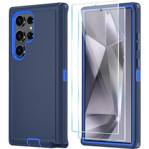 ONOLA Compatible with Samsung Galaxy S24 Ultra Case with HD Screen Protector, Heavy Duty Shockproof & Dropproof 3-Layer Cover Phone Case,DarkBlue