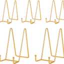 IBosins 5 Pack 6 Inch Plate Holder Display Stands, Metal Gold Frame Stand for Picture, Book, Photo Easel, Creation, Collectibles