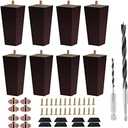 Txcucc Sofa Legs Square Bed Feet 5 inch Wood Replacement Leg for Furniture Set of 8, Dark Brown…