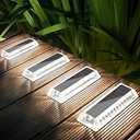 Lacasa Solar Deck Lights, Solar Lights Outdoor Waterproof IP68, Only 3 Pack Solar Powered Pathway Yard Driveway Step Landscape Light, LED Lighting 50LM for Garden Path Walkway Stair Patio, Cool White 6000K