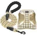 matilor Dog Harness Step-in Breathable Puppy Cat Dog Vest Harnesses for Small Medium Dogs Beige Checkered Size XS