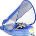 Mambobaby Float with Canopy Size Improved Non Inflatable Infant Baby Pool Float Smart Mambo Float Swim Trainer Add Tail Swim Float Mambo Float Solid Air Free Water Waist Swimming Ring, adjustable