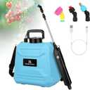 2 Gallon Battery Powered Sprayer, Electric Garden Sprayer, Pump Sprayer with 3 Mist Nozzles & USB Rechargeable Handle & Retractable Wand & Adjustable Strap for Lawn, Garden, Yard(Blue)