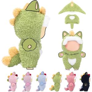 Dinosaur Clothes for LABUBU 17cm Doll (NO Dolls), Dinosaur Outfit for LABUBU, Dino Dolls Keychain Accessories, Faking Animal Style Outfit Jumpsuit Dinosaur Costume for Dolls (Green)
