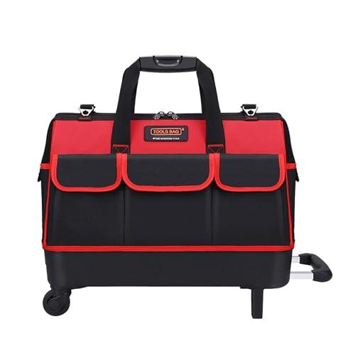 Thalirem 20-Inch Rolling Tool Bag, Heavy-Duty Wheeled Tool Tote with Extendable Handle & Multiple Pockets, Extra-Large Water-Resistant Organizer for Electricians, Mechanics, Contractors