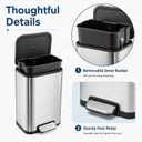 GarveeHome 30L / 8 Gallon Kitchen Trash Can, Stainless Steel Step Trash Can with Soft Close Lid, Foot Pedal and Removable Inner Bucket, Rectangular Garbage Can for Kitchen, Home Office, Living Room