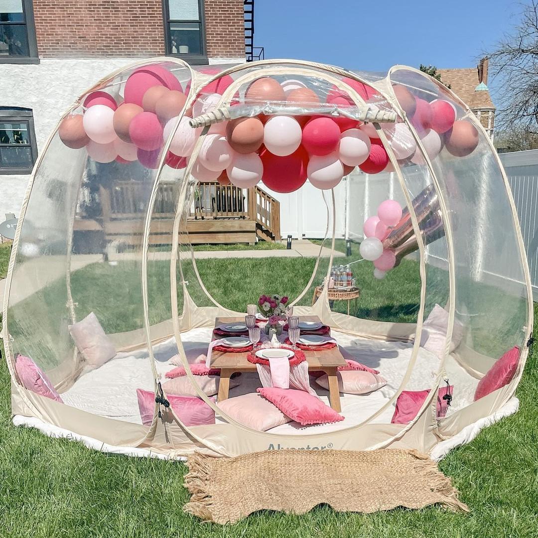 Screen Houses Pop-up Outdoor Camping Tent, 540 Degree Fully Transparent Non Dead Corner Gazebo