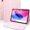 typecase Folio Keyboard Case for iPad 10th Gen 10.9 inch (2022) and iPad 11th (A16, 2025), Magnetic Wireless Detachable Keyboard, 7-Color Backlight, Thin & Light, Pencil Holder  Light Pink