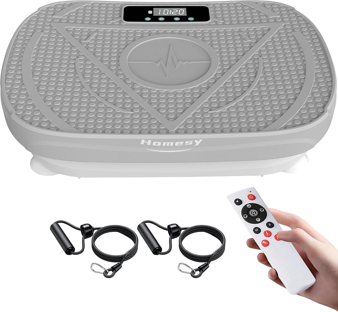 Homesy Vibration Plate Exercise Machine, Vibrating Plate for Lymphatic Drainage, Full Body Shaking Workout Fitness Platform Board, Sport Gym Equipments for Weight Loss Fat Burner