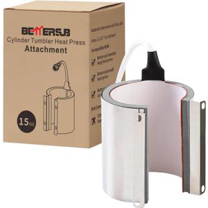 BetterSub Mug Cup Press Heating Transfer Attachment Silica Gel 110V for Heat Press Machine Transfer Sublimation Cylindrical (US Cylindrical 15oz)