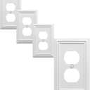 Single Duplex Outlet Cover Plate, 4-Pack White Adler Metal Wall Plate 1 Gang, Light Switch Cover, for Receptacle Light Switch, Switch Cover Decorative Wallplate, Durable
