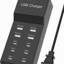 USB C Charger Block 10-Port USB-C Charging Station 6 USBC Ports & 4 USB-A Ports Total 50W USB Power Strip for Multi Devices for iPhone 16 17 15 14 13 12 Se, Galaxy, Pixel, Tablet, Camera, Headphones