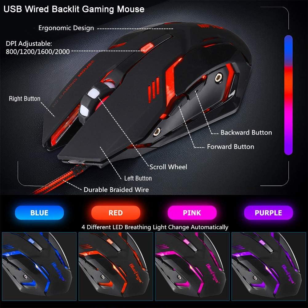 BlueFinger RGB Gaming Backlit Mouse, USB Wired, Gaming for Laptop PC Computer Game and Work BlueFinger RGB Gaming Backlit Mouse, USB Wired, Gaming for Laptop PC Computer Game and Work