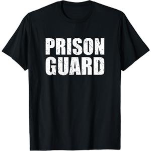 Prison Guard Costume Jail Corrections Officer Halloween T-Shirt, Size: L