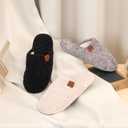 Womens Fuzzy Scuff Slippers, Comfy Supportive Foam Slip-On House Shoes for Indoor Bedroom (9-10, Grey)