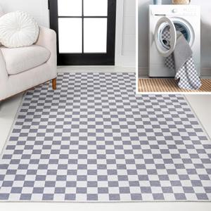 JONATHAN Y Machine Washable Indoor Area Rug 9X12 Purple Gray/White, Ainsley Modern Cottage Checkerboard for Living Room, Bedroom, Kitchen, Office, Easy-Cleaning, Pet-Friendly, Non-Shedding WSH126A-9 (8'10" x 12' (Rectangular))