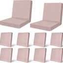 pickyNproud 12Pcs Patio Cushion Covers Stretch Outdoor Couch Cushions Slipcovers Replacement Washable Furniture Protector with Elastic Bottom Sofa Chair Seat Cover, Blush Khaki