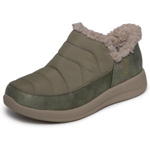 Skechers women's Cozy Escape - Snow Puff Hands Free Slip-ins (9.5, Olive)