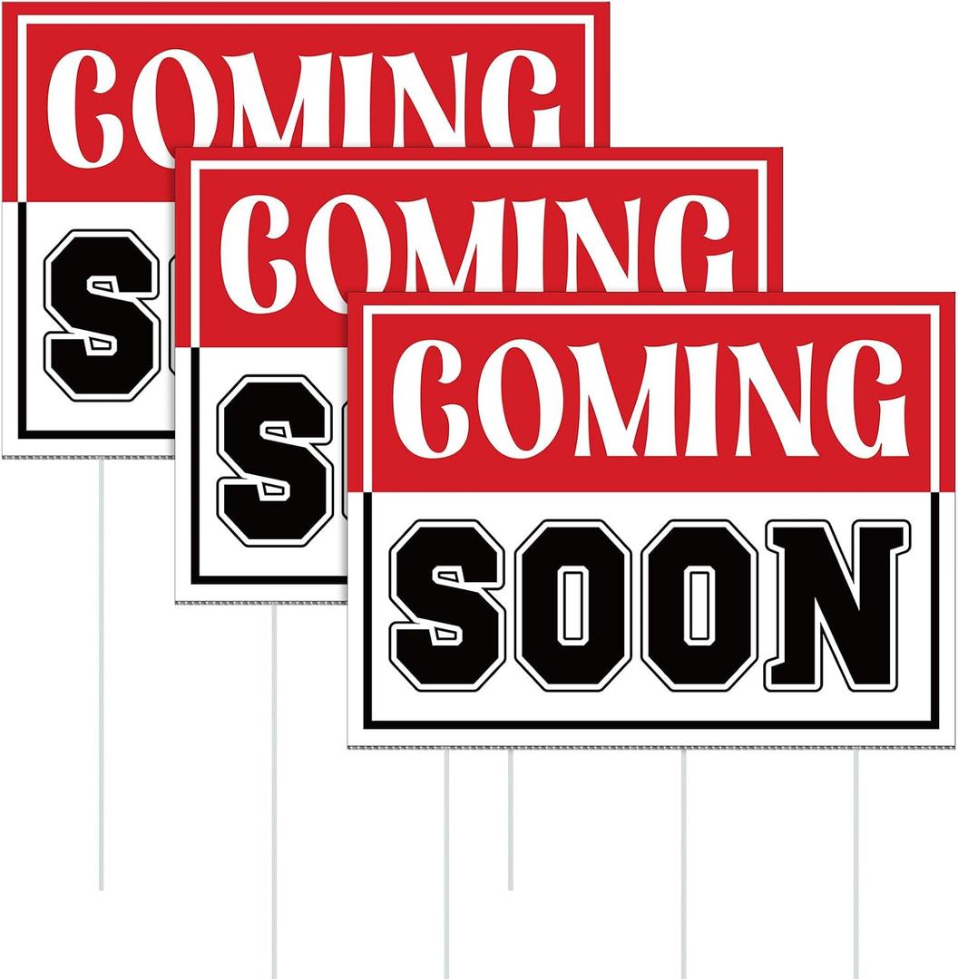 3 Pcs Coming Soon Lawn Yard Sign 15.8" x 11.8" Yard Sign