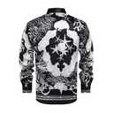 GSBOGOSSE Mens Luxury Print Dress Shirt Long Sleeve Button-Down Shirt (Black, L)