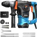 Seesii Heavy Duty Rotary Hammer: 13 Amp 1-1/4" SDS-Plus Demolition Hammer Drill for Concrete, Brick & Stone, 6J Power with 4 Functions, Safety Clutch & Anti-Vibration, Drill Bits and Chisels Included (Blue)