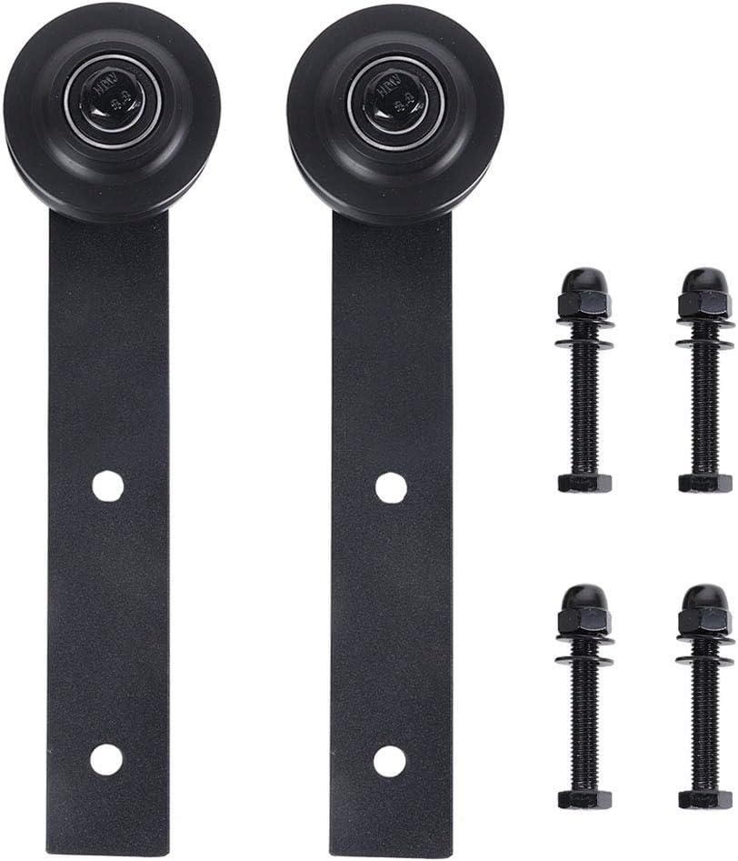 Carbon Steel Door Pulley with Long Rail, Smooth and Low Noise Sliding Door Track Rail Roller for Barn and Farm Hardware Accessories