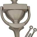 QCAA Solid Brass Door Knocker, 7", Satin Nickel, Made in Taiwan, 1 Pack