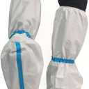 ZMDREAM Hazmat Boot and Shoe Covers 6 Pairs Disposable Knee High Booties Non-Slip and Waterproof White 18 inches Tall (White_Pack of 12)