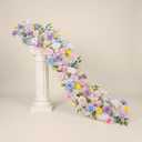 72inch Aisle Flower Garland with Chiffon Sheer Drape, Multi-Color Artificial Flowers Rose with White Butterfly Orchid, Floral Runner for Wedding Arch, Backdrop, Reception Table Decor, Ceremony Pathway