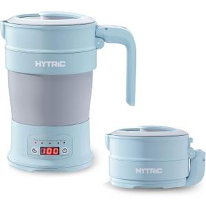 HYTRIC Travel Electric Kettle, 700ML Foldable Small Electric Kettle BPA-Free, Portable Kettle with Multifunctional Panel, Collapsible Hot Water Kettle with Keep Warm & Delay Start, 110V Blue