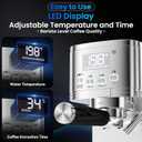 Espresso Machine 20 Bar Temperature Time LED Display Espresso Maker with Stepless Adjustable Automatic Milk Frother for Cappuccino Latte Americano Stainless Steel Coffee Machine with ESE Pod Filter