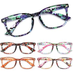 CCVOO Reading Glasses for Women, Eyeglasses, Blue Light Readers for Women, Computer Eye Glasses, Cheaters (Marble Flora)