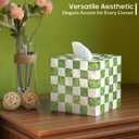 CHI AN HOME 5.7" Square Tissue Box Cover, Handmade Checkered Cube Tissue Box Cover with Capiz Shells, Decorative Tissue Holder for Living Room, Bathroom, Bedroom or Office (Pistachio Green)