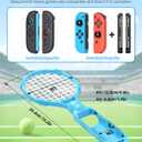 [for Switch 2/1] 4 Pack Tennis Rackets for Nintendo Switch 2 (2025),Game Accessories for Mario Tennis Aces,Handle Grip Holder for Switch 2/Switch Controller Support Other Tennis Game for JoyCon (Blue,Orange,Black,Black)