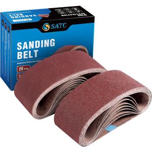 S SATC 3x18 Sanding Belts 20PCS Belt Sander Paper Aluminum Oxide (3 Each of 60/80/120/150/240/400 Grits & 2 of 40 Grits) Ideal for Wood Metal Paint Sanding