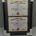 GraduationMall 14x20 Double Diploma Frame, Display 8.5x11 Certificate with Black over Gold Mat,UV Protection Acrylic,Black with Silver Beads