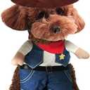 Hotumn Cowboy Dog Costume with Hat Dog Clothes Halloween Costumes for Cat and Small Dog (S)