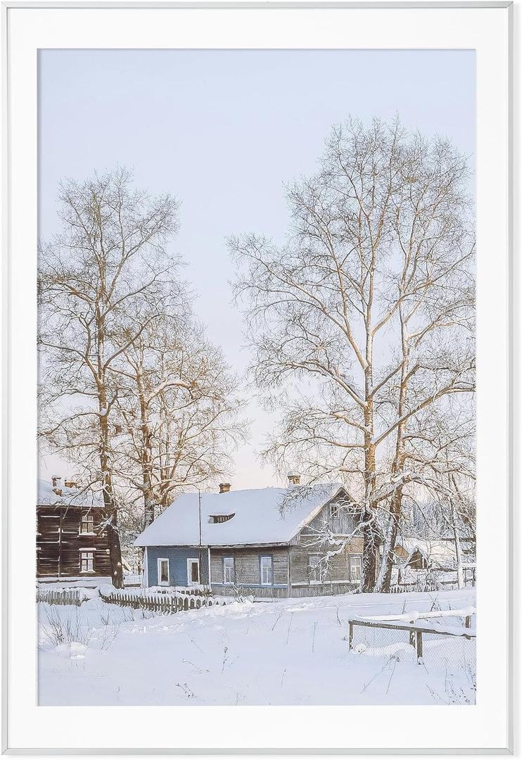 Marsmiles 27x40 Metal Picture Frame, Display 24x36 Pictures with Mat or 27x40 without Mat, Aluminum Photo Frame Covered by Real Glass for Wall Display Home Office Gallery, Silver, 1 Pack