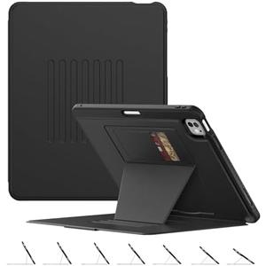 BLOSOMEET Case for New iPad Pro 13 Inch M4 2024 with Magnetic Stand,Smart Auto Sleep/Wake Cover with Pen Holder, Card Slot,Black