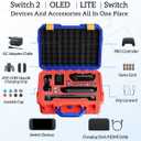 2 x TanReginal Hard Carrying Case for Nintendoo Switch 2 , Portable Switch 2 Protective Case for Nintendoo Switch 2 Console and Accessories All In One PlaceClassic Red-BlueCompact Internal Structure