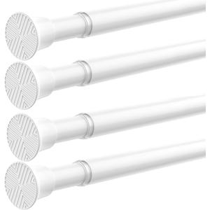 4 Pack White Spring Curtain Rods for Windows 23 to 46 Inch, Adjustable Pressure Tension Curtain Rods No Drilling, Small Tension Rod for Doorway Closet Door Kitchen Curtain