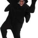 dressfan Animal Dragon Onesie Costume Halloween Cosplay Costume Christmas Pajamas for Unisex Adults Teens Black&White