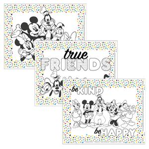 Disney Baby by J.L. Childress ColorMe Disposable Placemats - Stick on Disposable Placemats for Baby, Toddlers, & Kids, Travel Coloring Activities, Sticky Child Table Mat - 24 Pack, Mickey & Friends