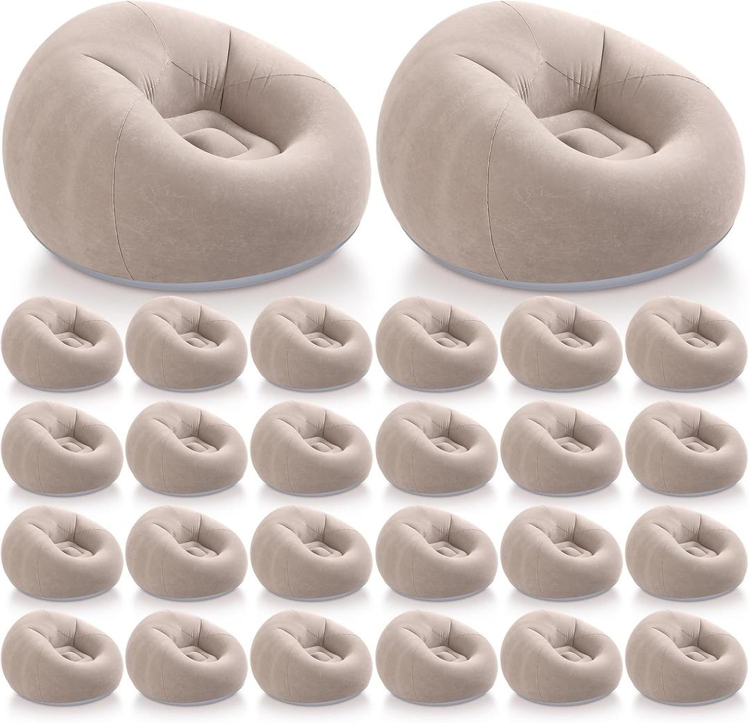 Realspring Inflatable Bean Bag Chairs,Coffee,24 Pcs, 38.5 x 21.6 x 11 inch