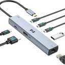 Selore 10Gbps USB C Hub Multiport Adapter, Ethernet Adapter with 4K@60Hz HDMI, Gigabit Ethernet, 3 USB C Ports, 100W PD, USBC Dongle for MacBook Pro Air, iPad, HP, Dell, etc