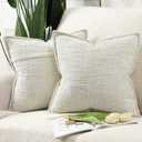 MADIZZ Pack of 2 Chenille Throw Pillow Covers 18x18 Inch Cream White Soft Neutral Decorative Throw Pillows for Couch Sofa Boho Accent Cushion Covers Modern Farmhouse Home Decor for Bedroom Living Room