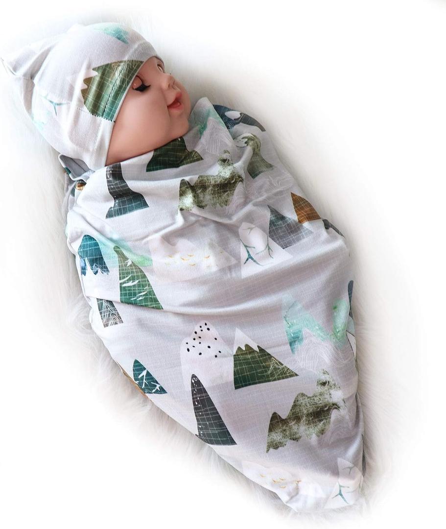 TANOFAR Mountains Baby Swaddle Cocoon, Cocoon Sack for Boys Girls, Newborn Swaddle Sack, Baby Photography, Photo Props, Newborn Hospital Photos (31.5"L x 31.5"W Blanket)